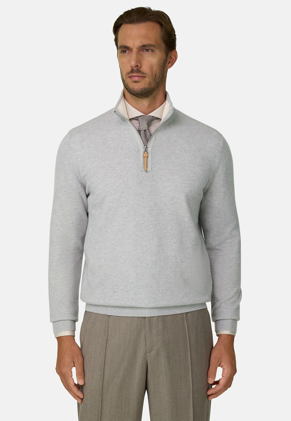 Quarter-Zip Jumper in Cashmere, Ice, hi-res
