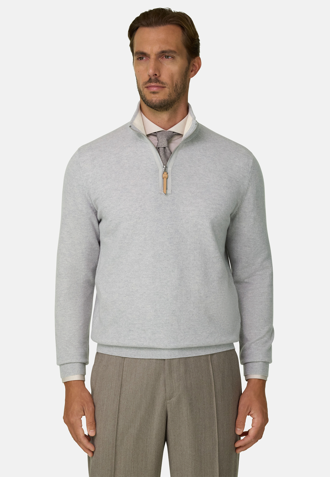 Quarter-Zip Jumper in Cashmere, Ice, hi-res, 1