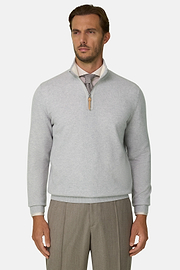 Quarter-Zip Jumper in Cashmere, Ice, thumb, 1