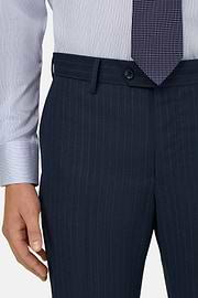 Garnitur z czystej wełny w prążki, Navy blue, thumb, 5