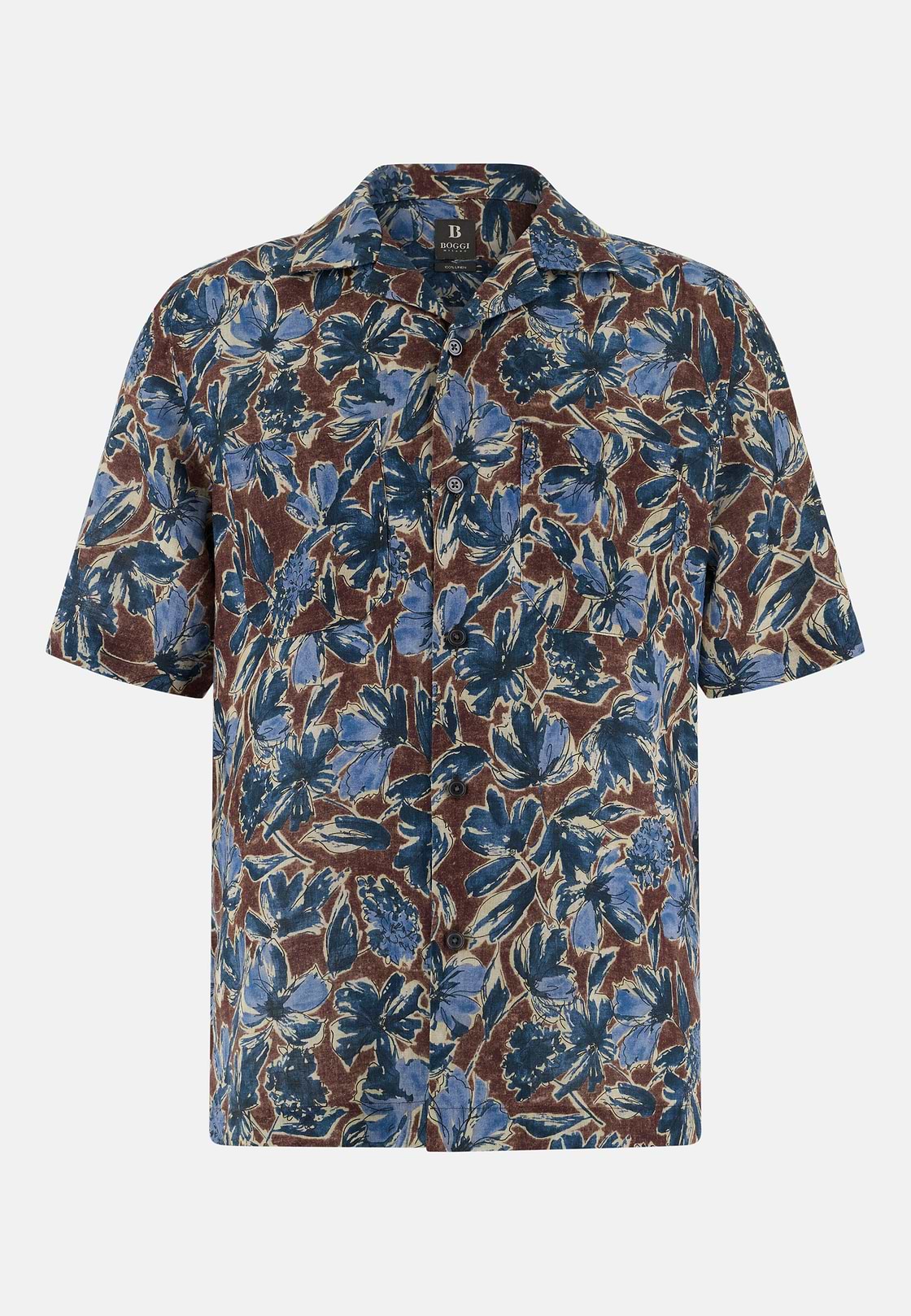 Regular Fit Printed Linen Shirt, Burgundy, hi-res, 6