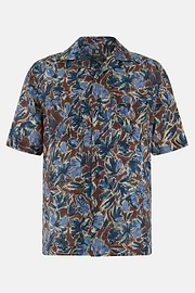 Regular Fit Printed Linen Shirt, Burgundy, thumb, 6