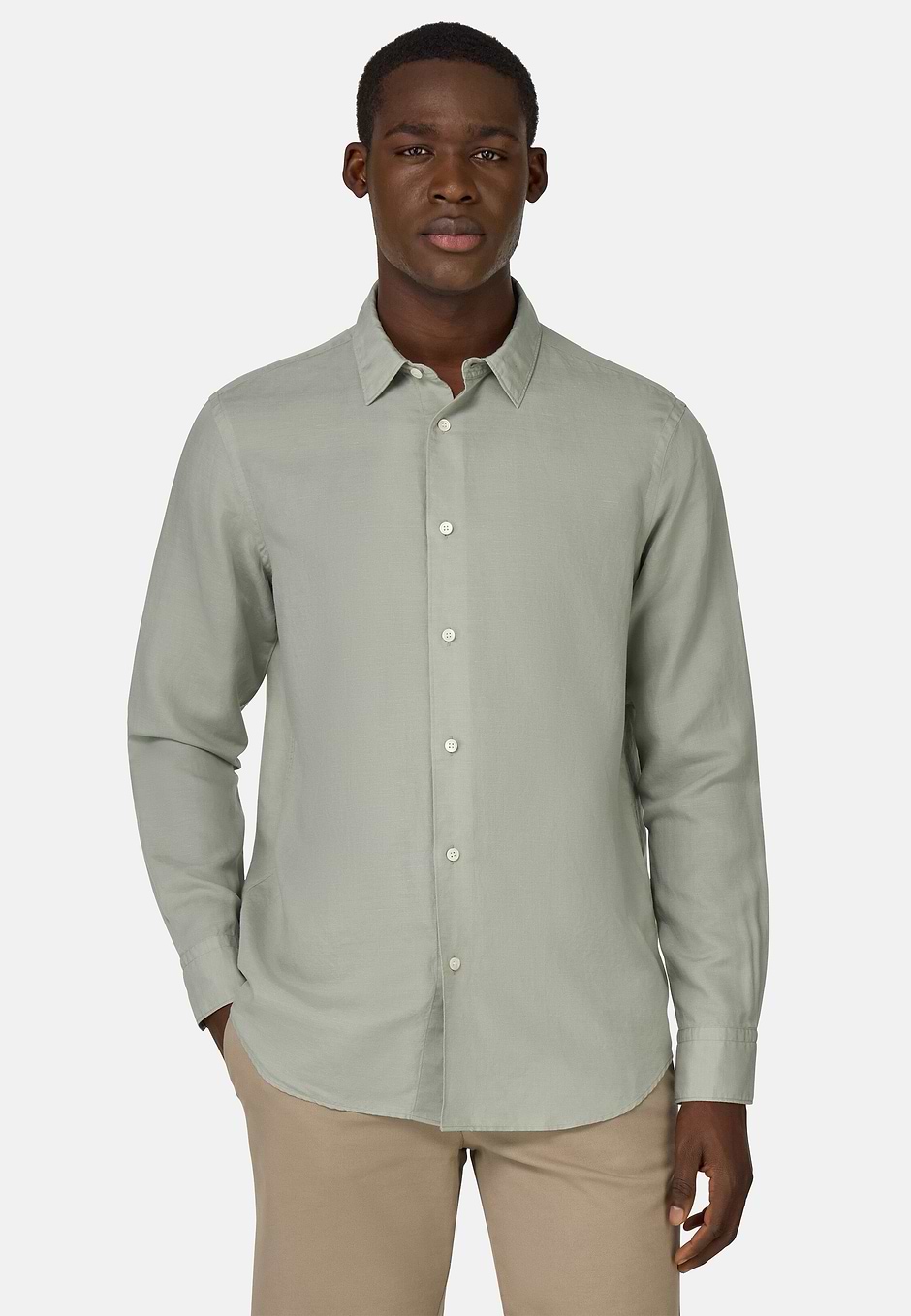 Regular Fit Tencel Linen Shirt, Green, hi-res