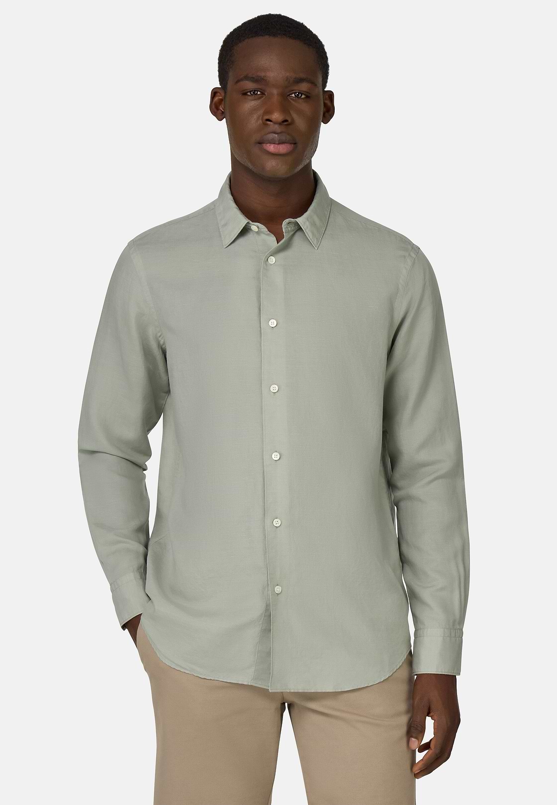 Regular Fit Tencel Linen Shirt, Green, hi-res