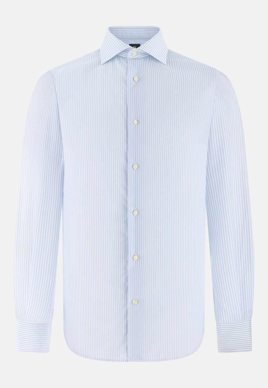 Camicia A Righe In Cotone Regular Fit, Azzurro, hi-res, 6