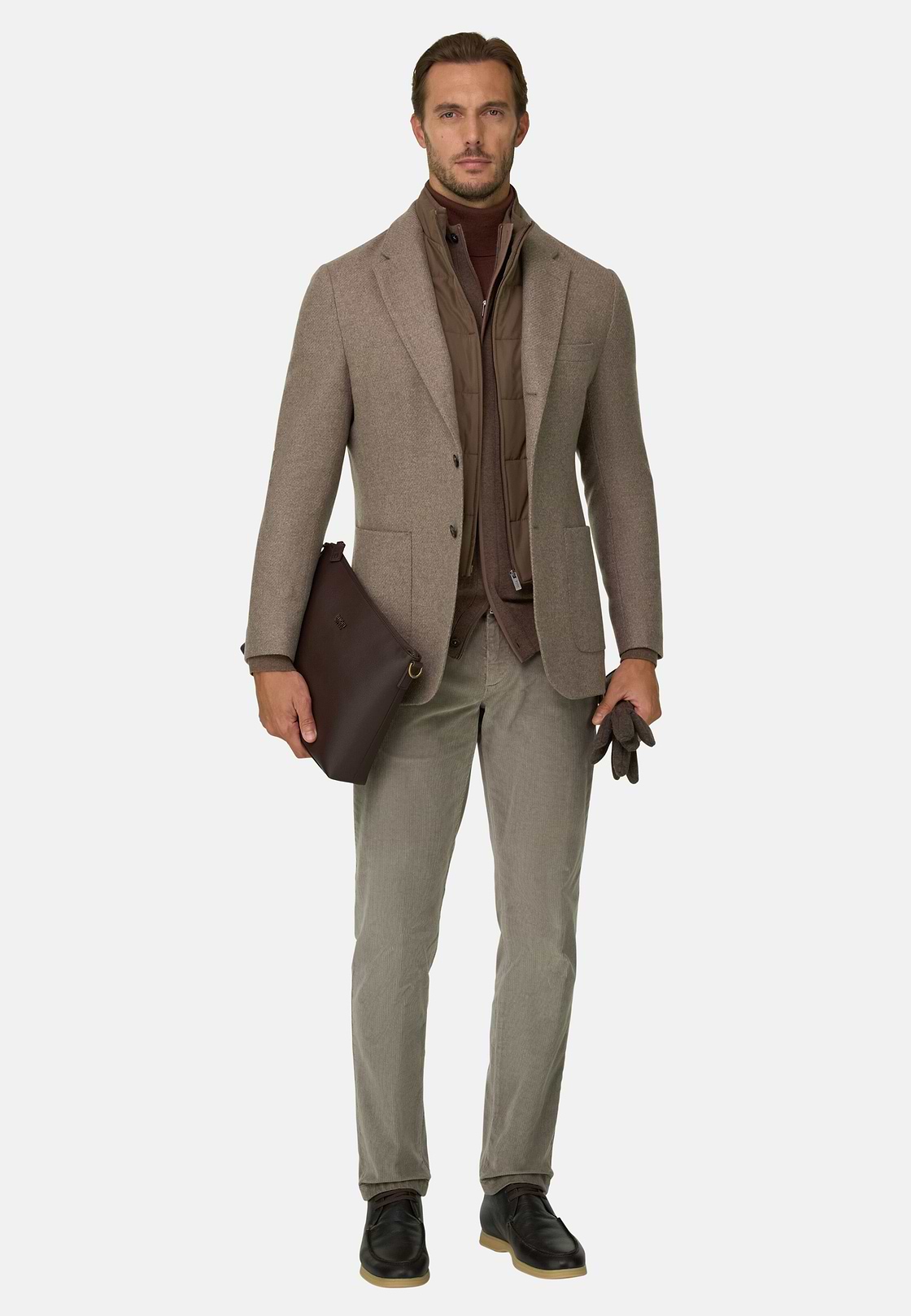 Blazer in Wool Blend with Removable Bib, Taupe, hi-res, 2