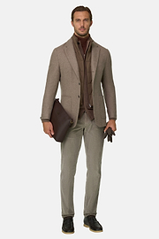 Blazer in Wool Blend with Removable Bib, Taupe, thumb, 2