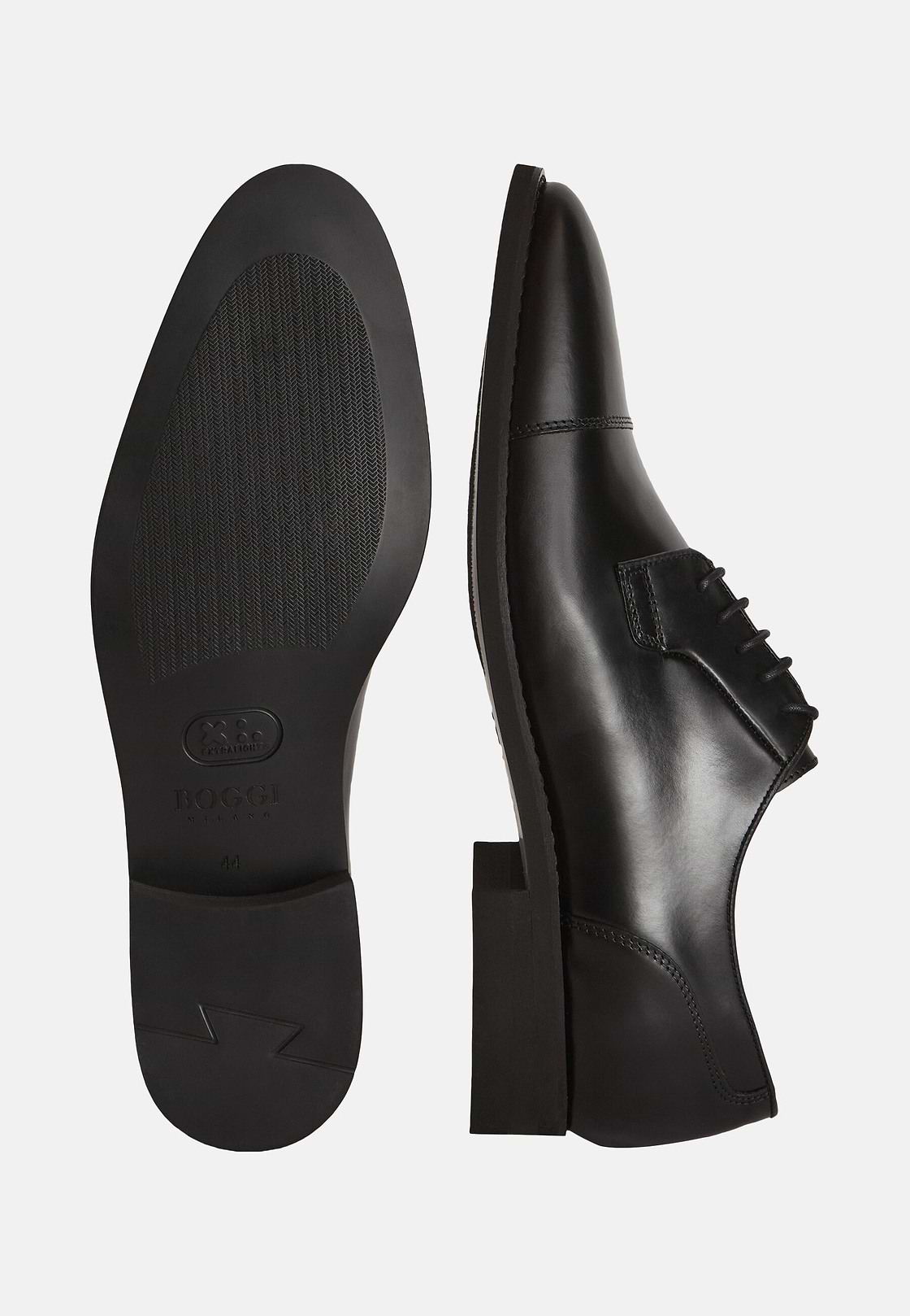 Leather Derby Shoes, Black, hi-res
