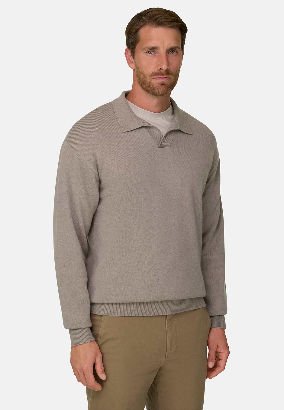 Polo de Punto en Mezcla de Cashmere, Barro, hi-res