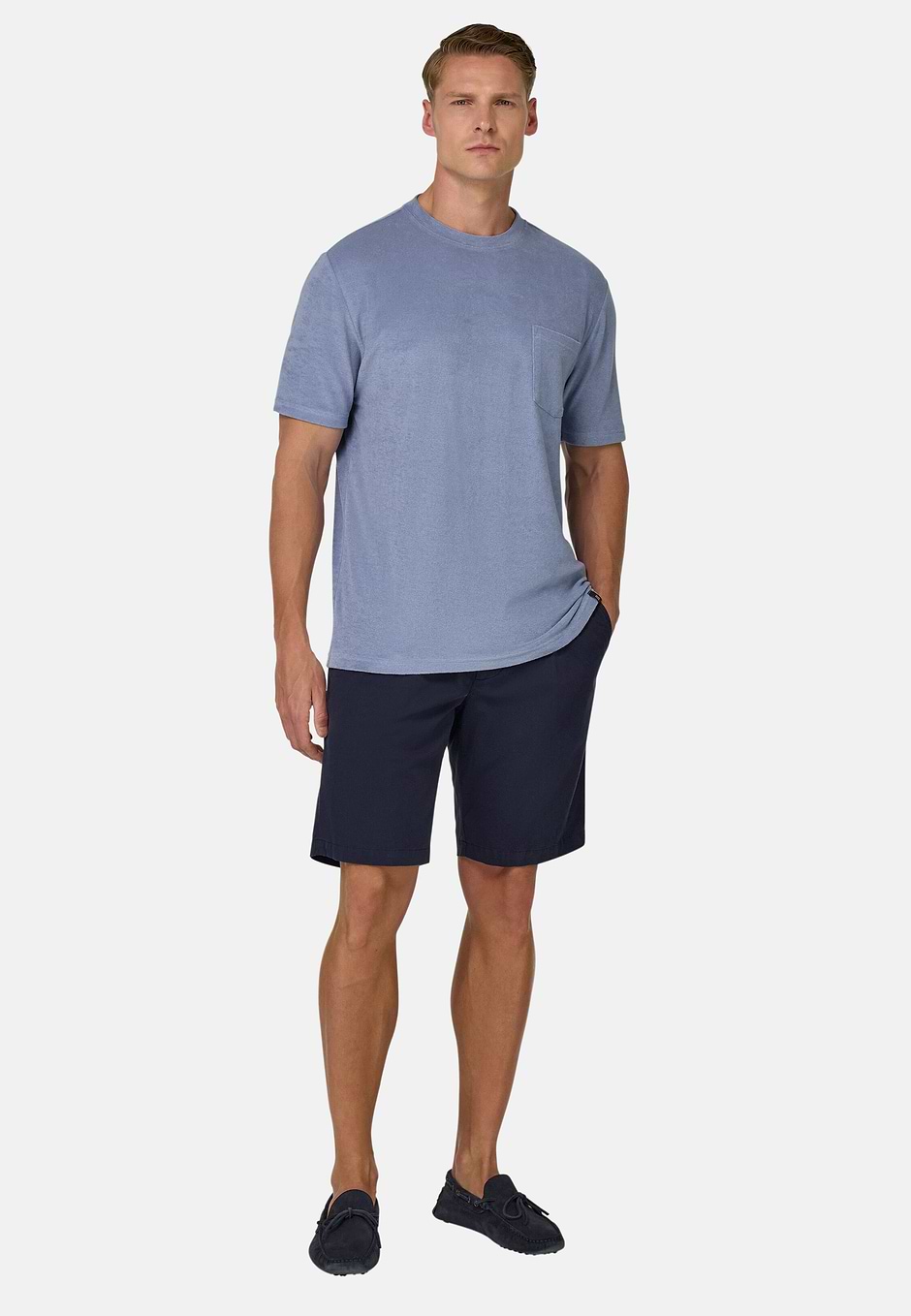 Cotton/Nylon T-Shirt, Indigo, hi-res