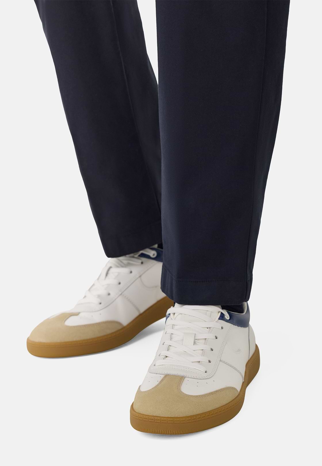 Tumbled Leather Trainers., White, hi-res
