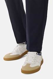 Tumbled Leather Trainers., White, hi-res