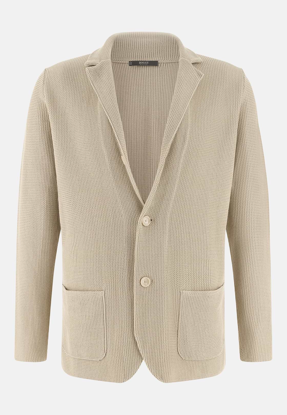 Single-Breasted Knitted Jacket in Mercerised Cotton, , hi-res, 5