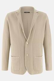 Single-Breasted Knitted Jacket in Mercerised Cotton, , thumb, 5