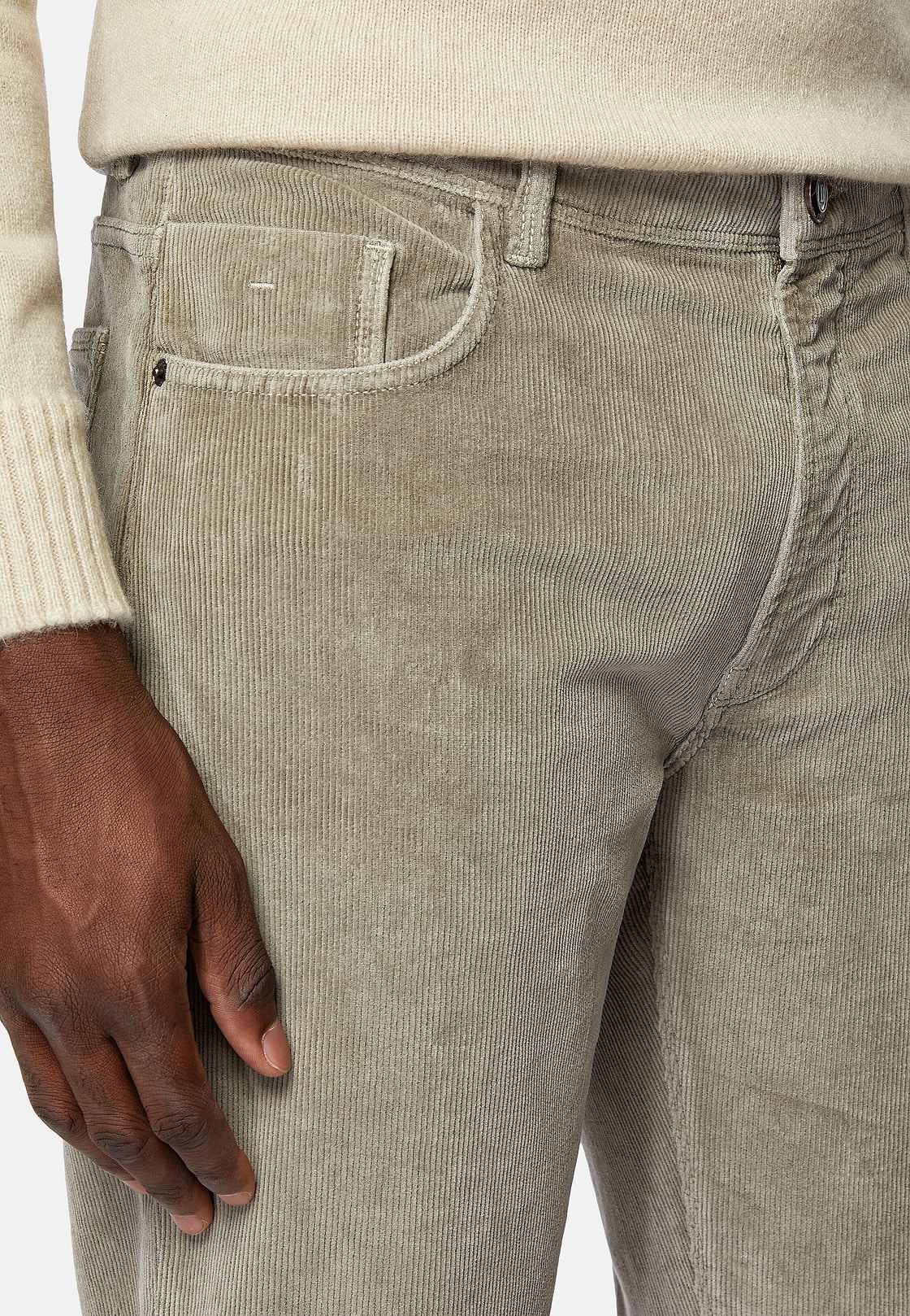 Jeans aus elastischem Samt, Schlamm, hi-res
