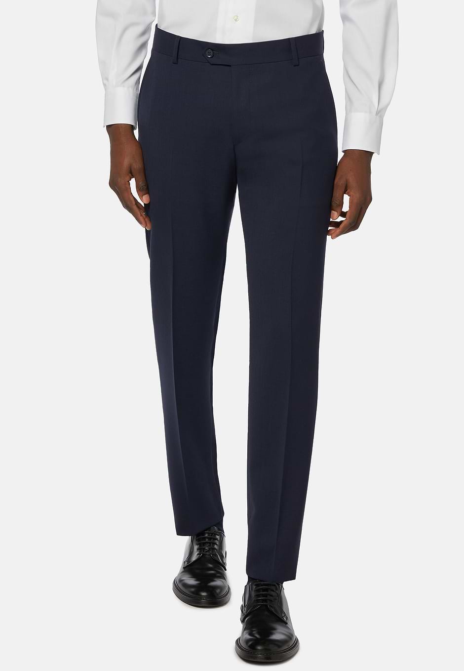 Pantalon En Pure Laine Travel, Bleu, hi-res