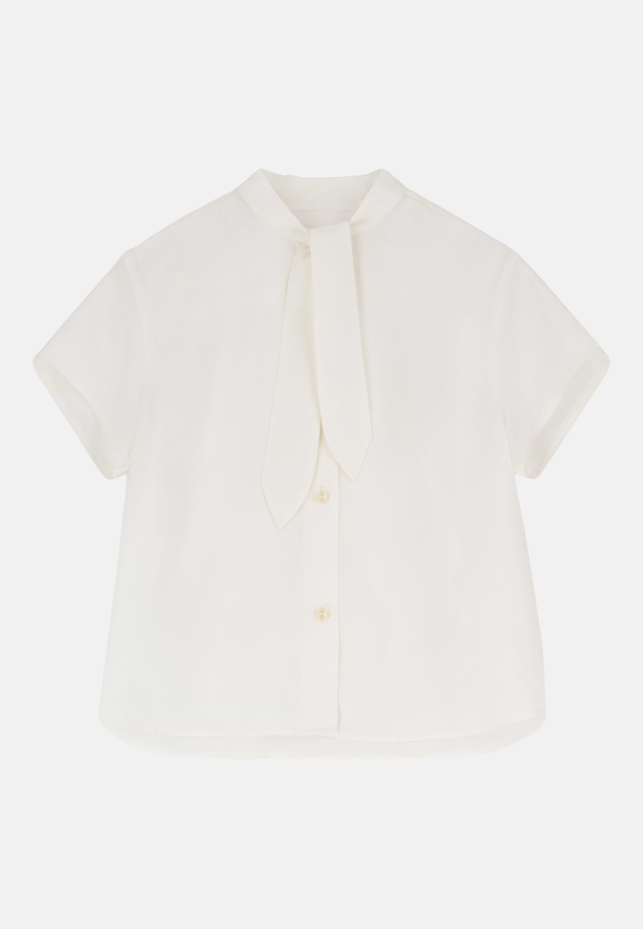 Regular Fit Viscose Silk Blend Shirt, Cream, hi-res, 5