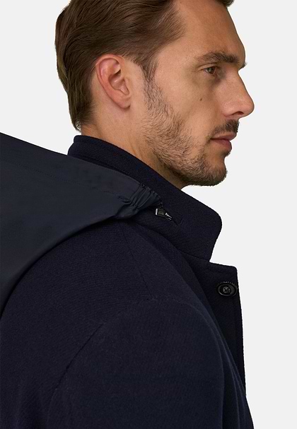 Płaszcz Marynarski Mieszanina Wełny Melanż, Navy blue, hi-res