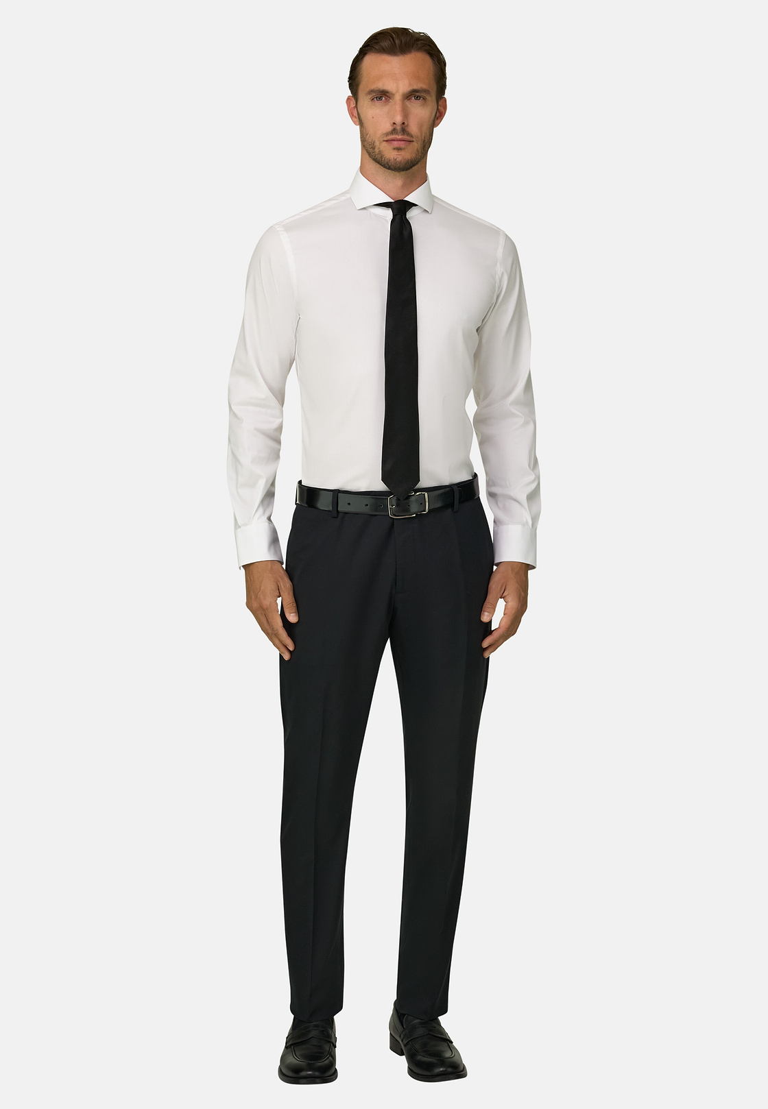 Chemise En Coton Pinpoint Slim Fit, Blanc, hi-res, 2