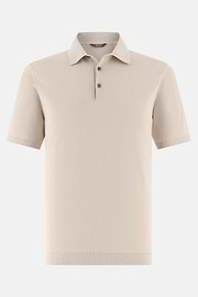 Poloshirt Aus Baumwollkrepp, Sand, thumb, 5