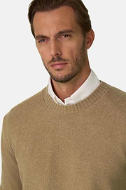 Crew Neck Jumper in Wool Blend, Beige, thumb, 3