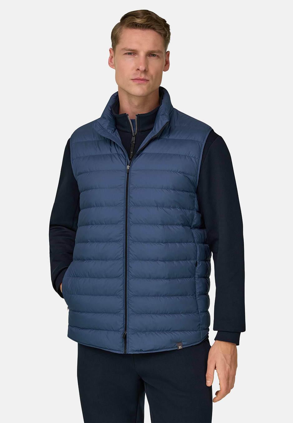 Gilet in Recycled Fabric With Goose Down, Air-blue, hi-res