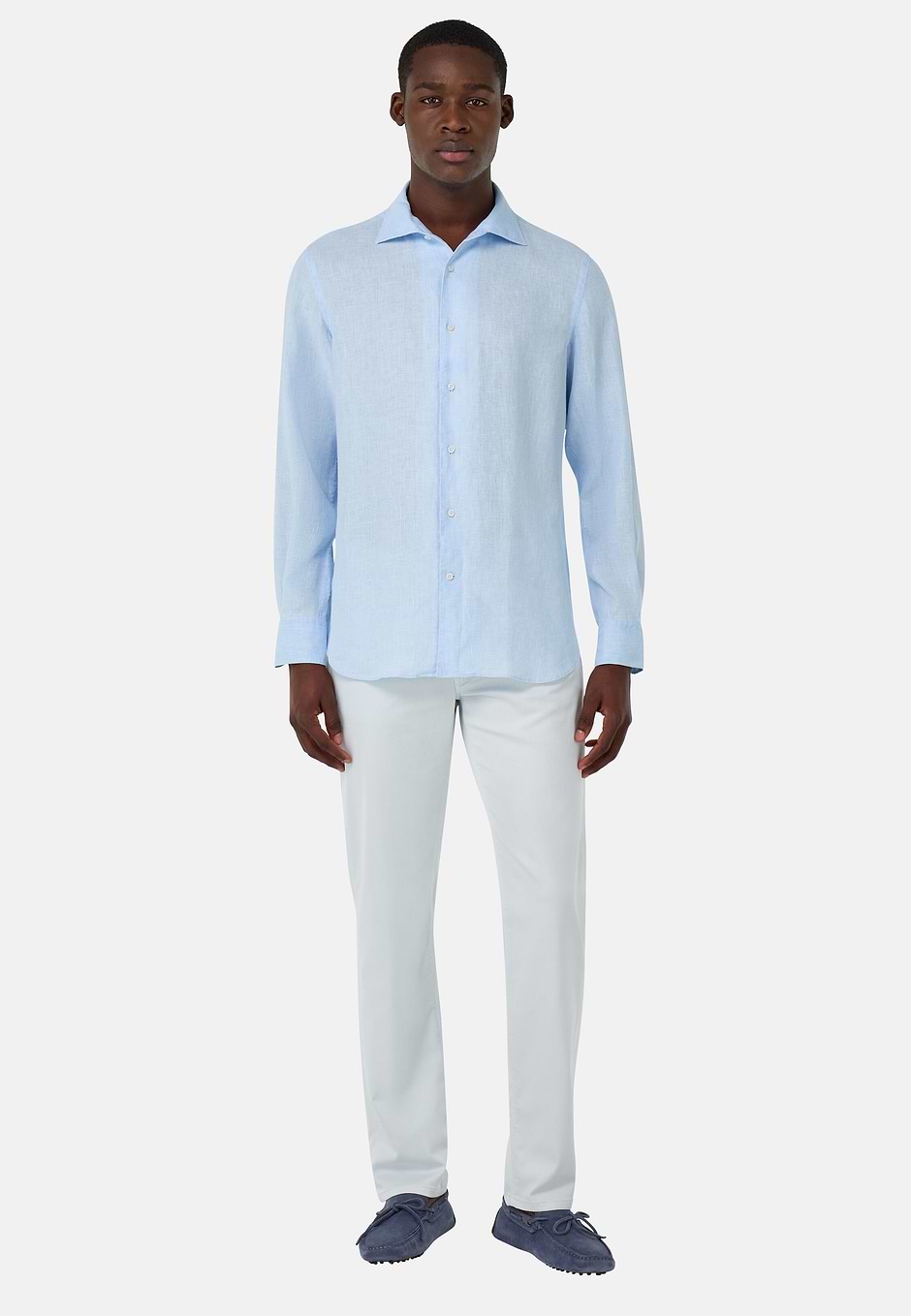 Regular Fit Linen Shirt, Light Blue, hi-res
