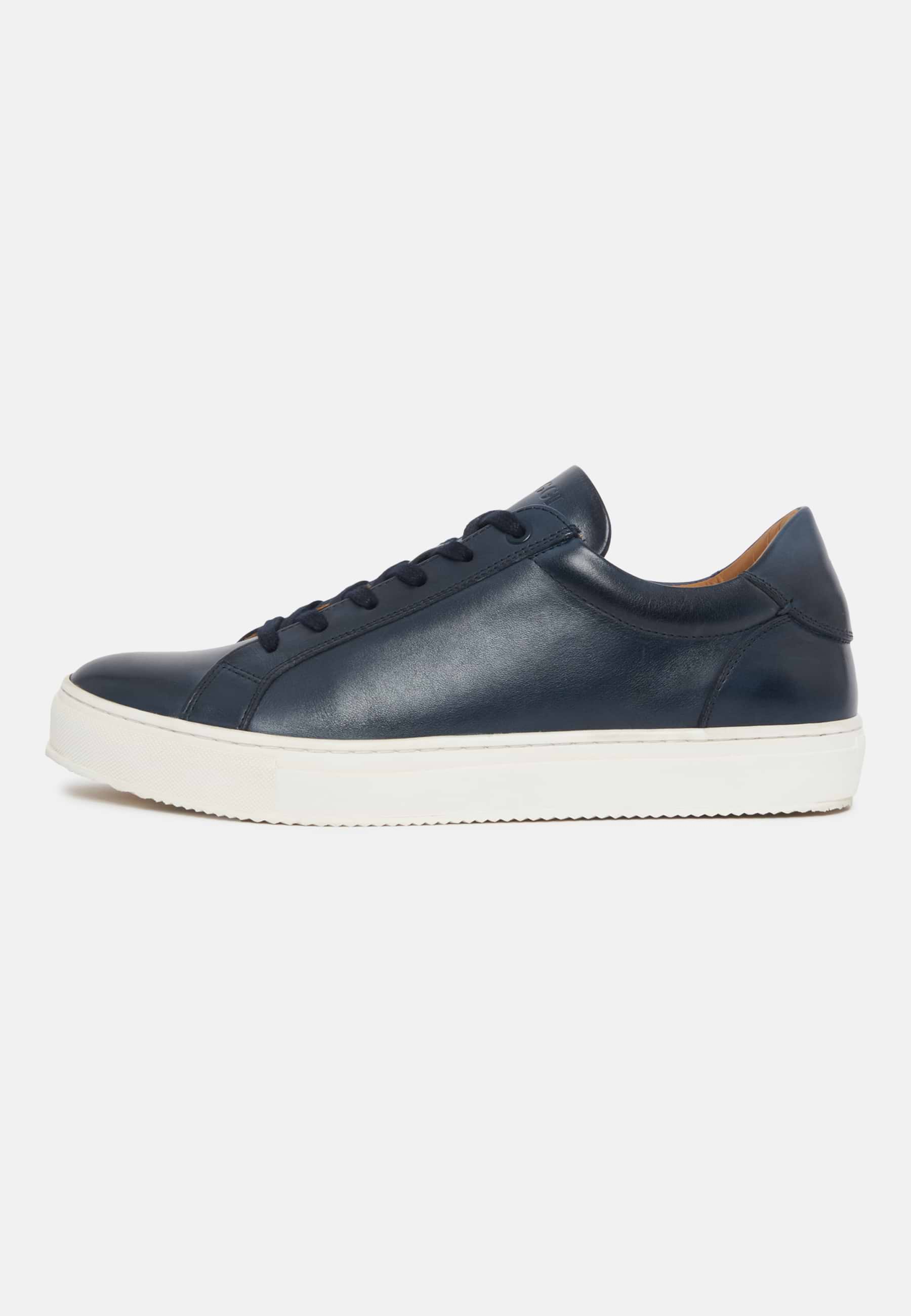 Boggi Milano Navy Leather Trainers Man Navy Blue Size 9 43