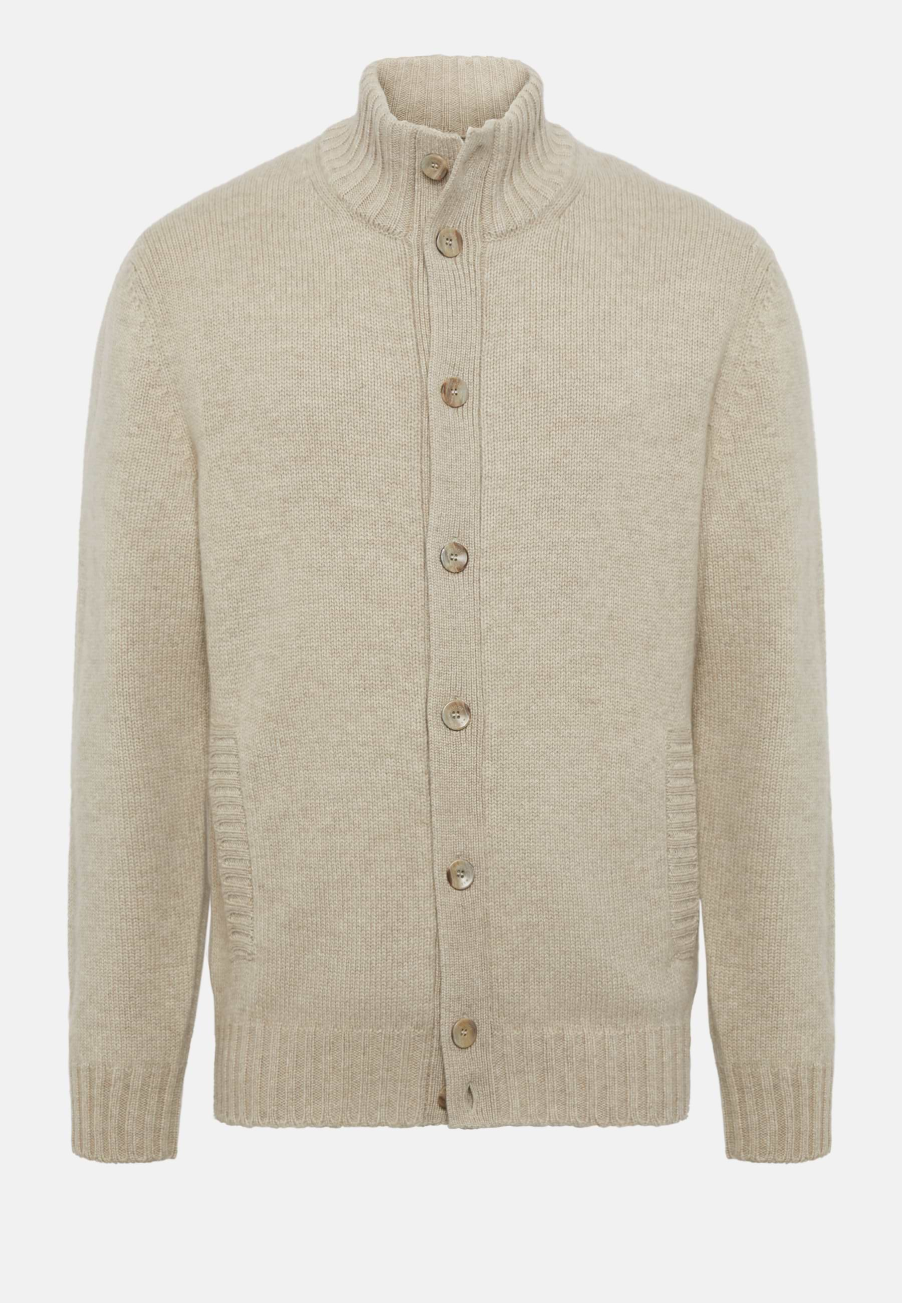 Men s Sand Cashmere Knitted Cardigan Boggi Milano