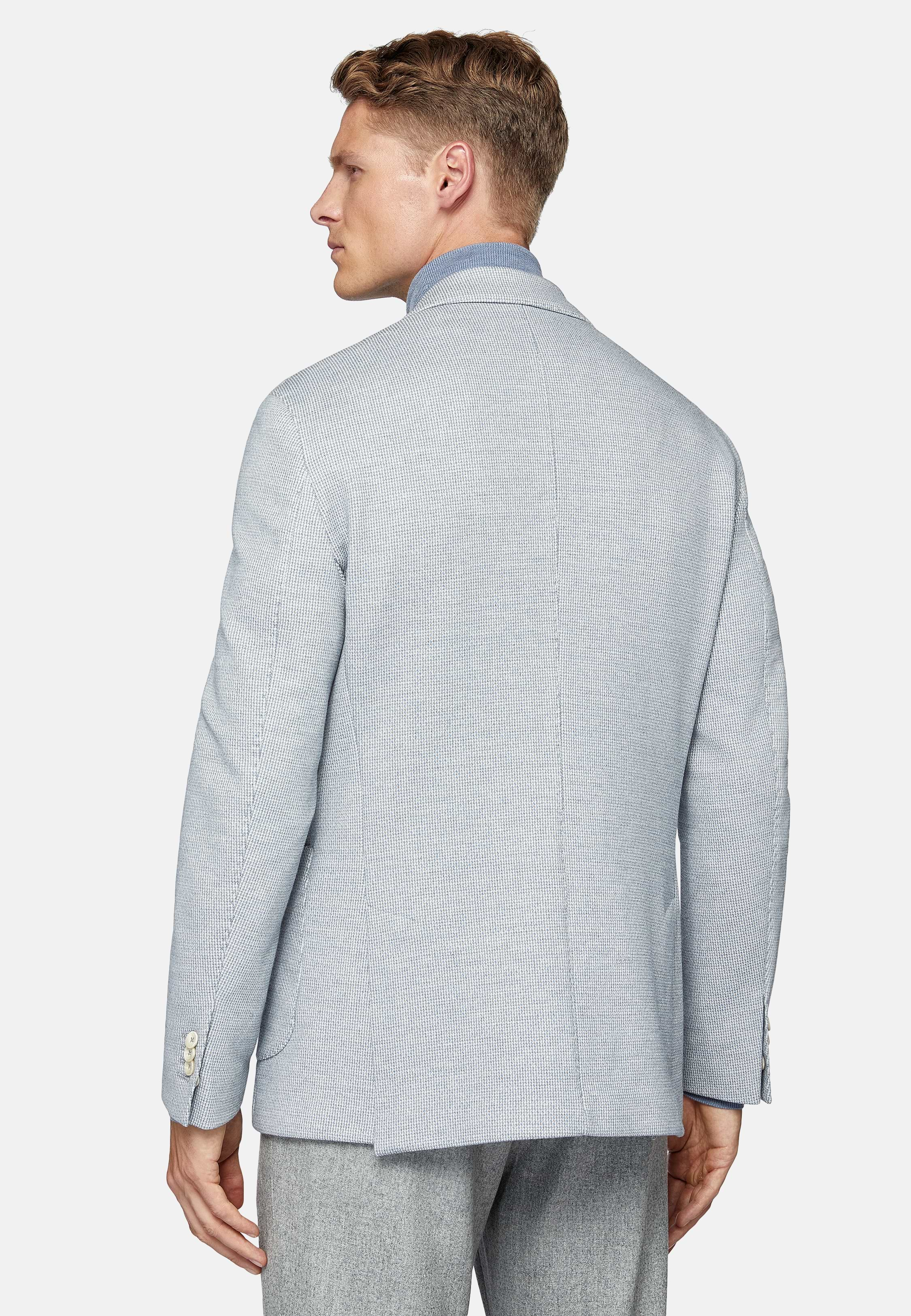 Men's B Jersey Sky Blue Cotton Blend Jacket | Boggi Milano