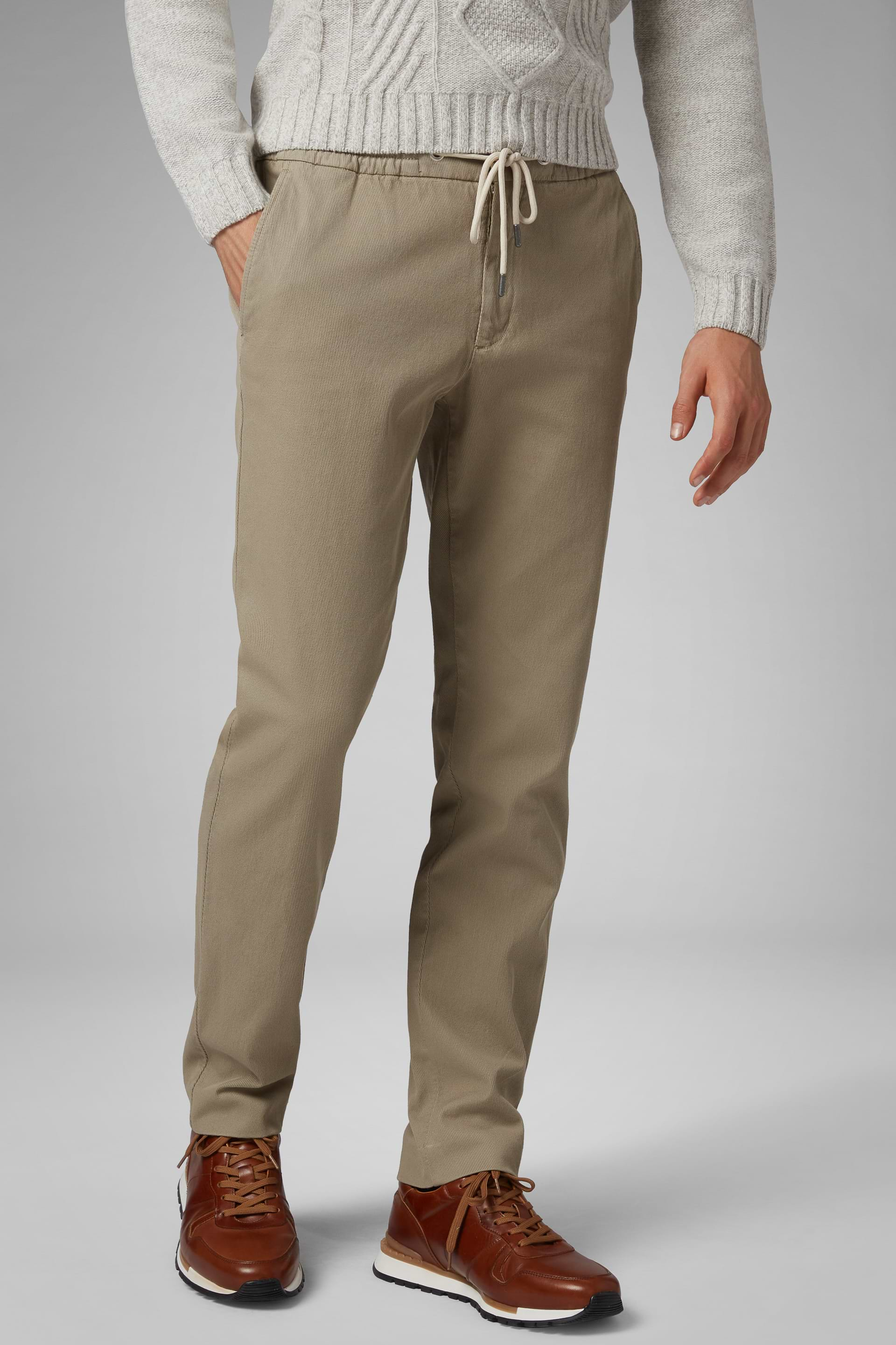 Pantalon Slim De Algodon Elastico Con Cordon De Ajuste Boggi