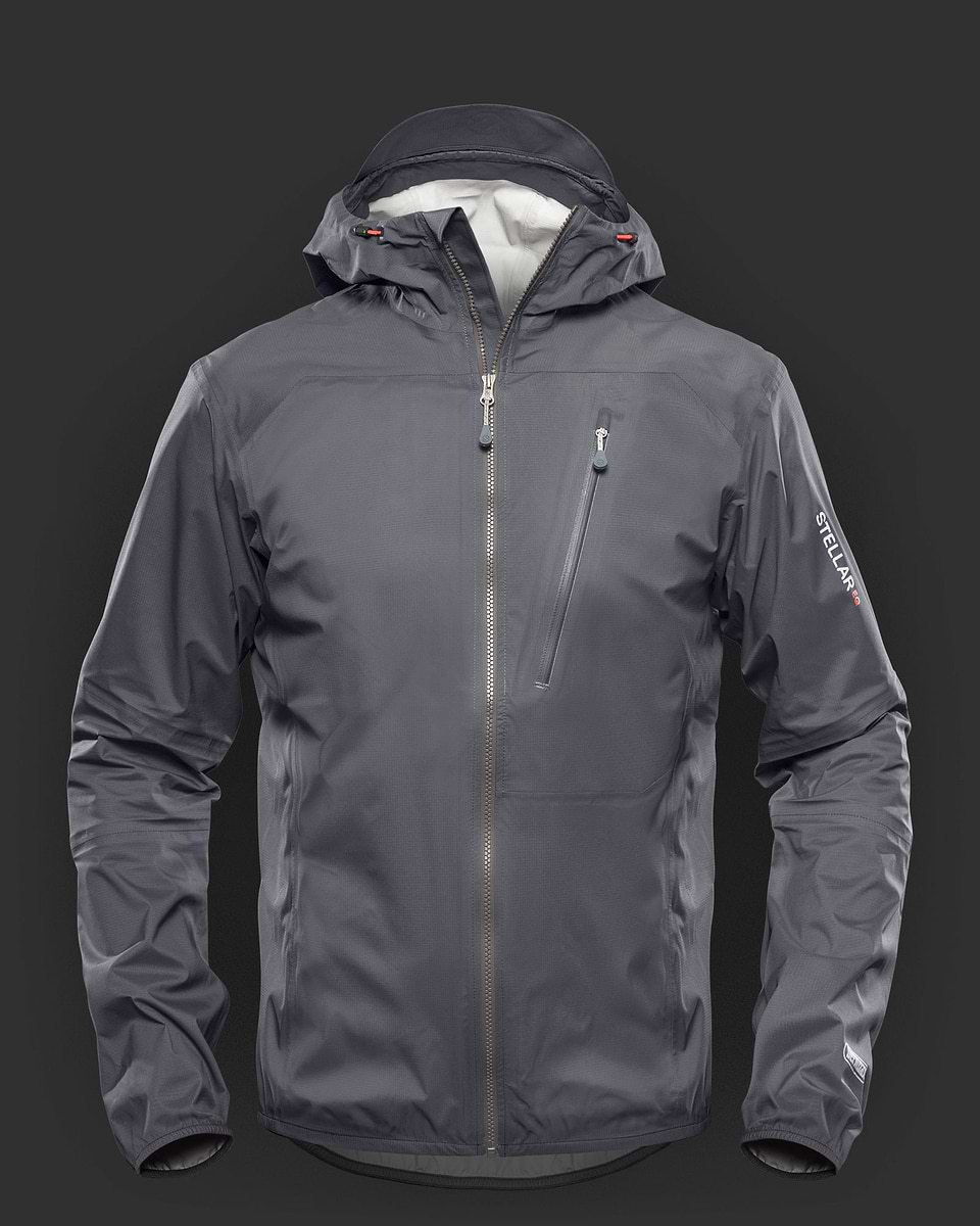 Grey ultralight shell jacket for men.