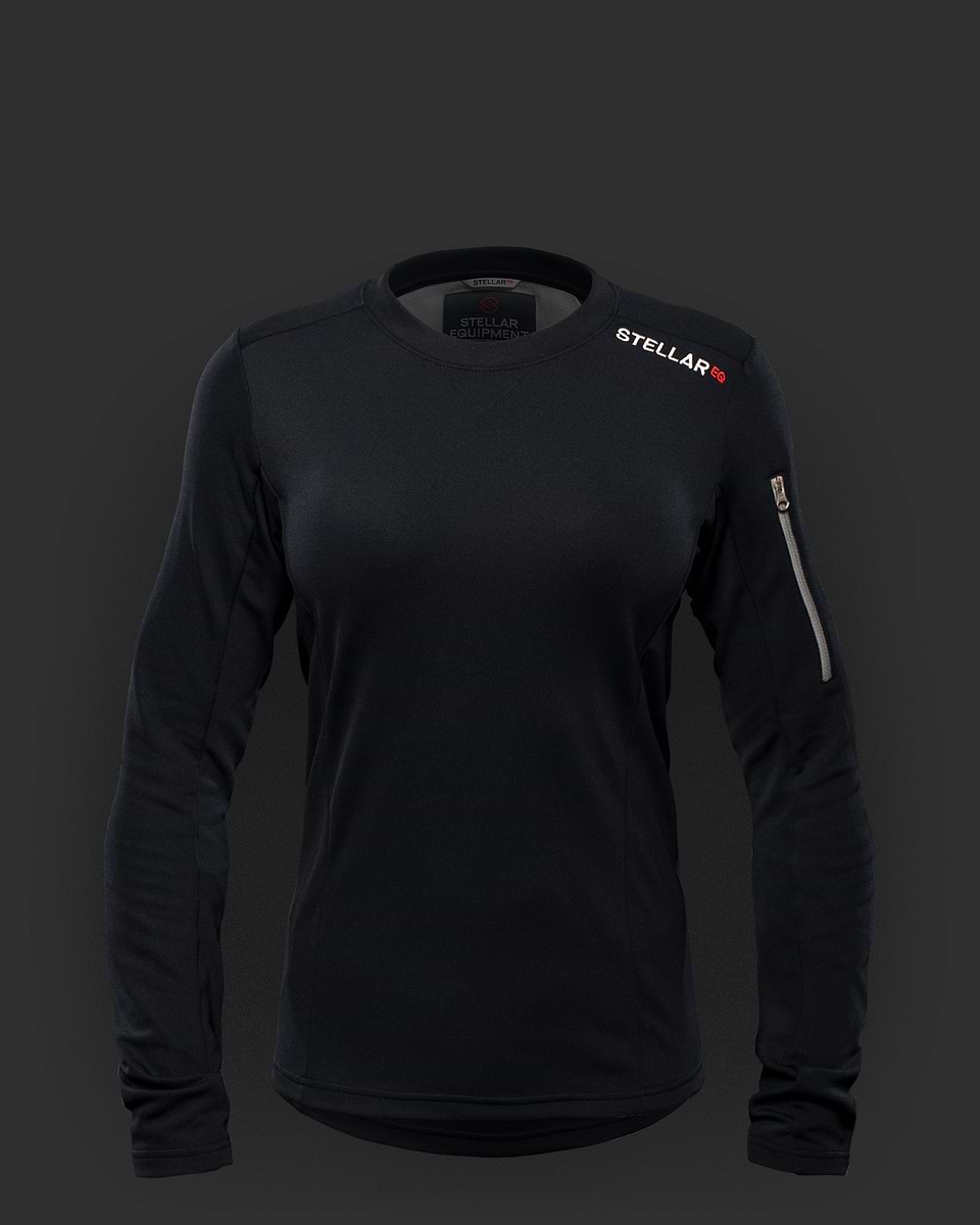 Dark blue lightweight fleece long sleeved t-shirt for women, Stellar Equipment.