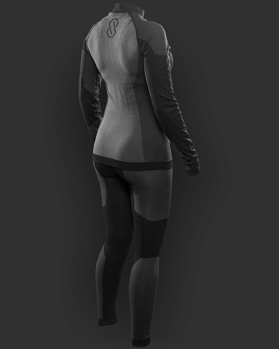 Woman's base layer in grey from Stellar equipment.