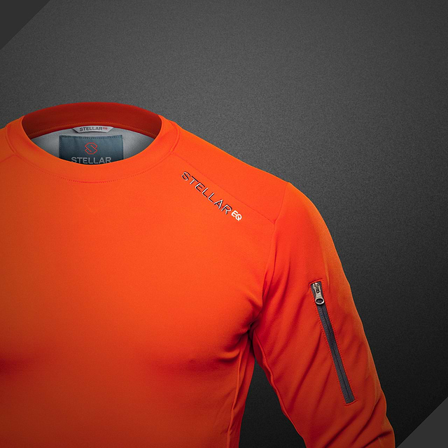 Orange mid-layer with breathability