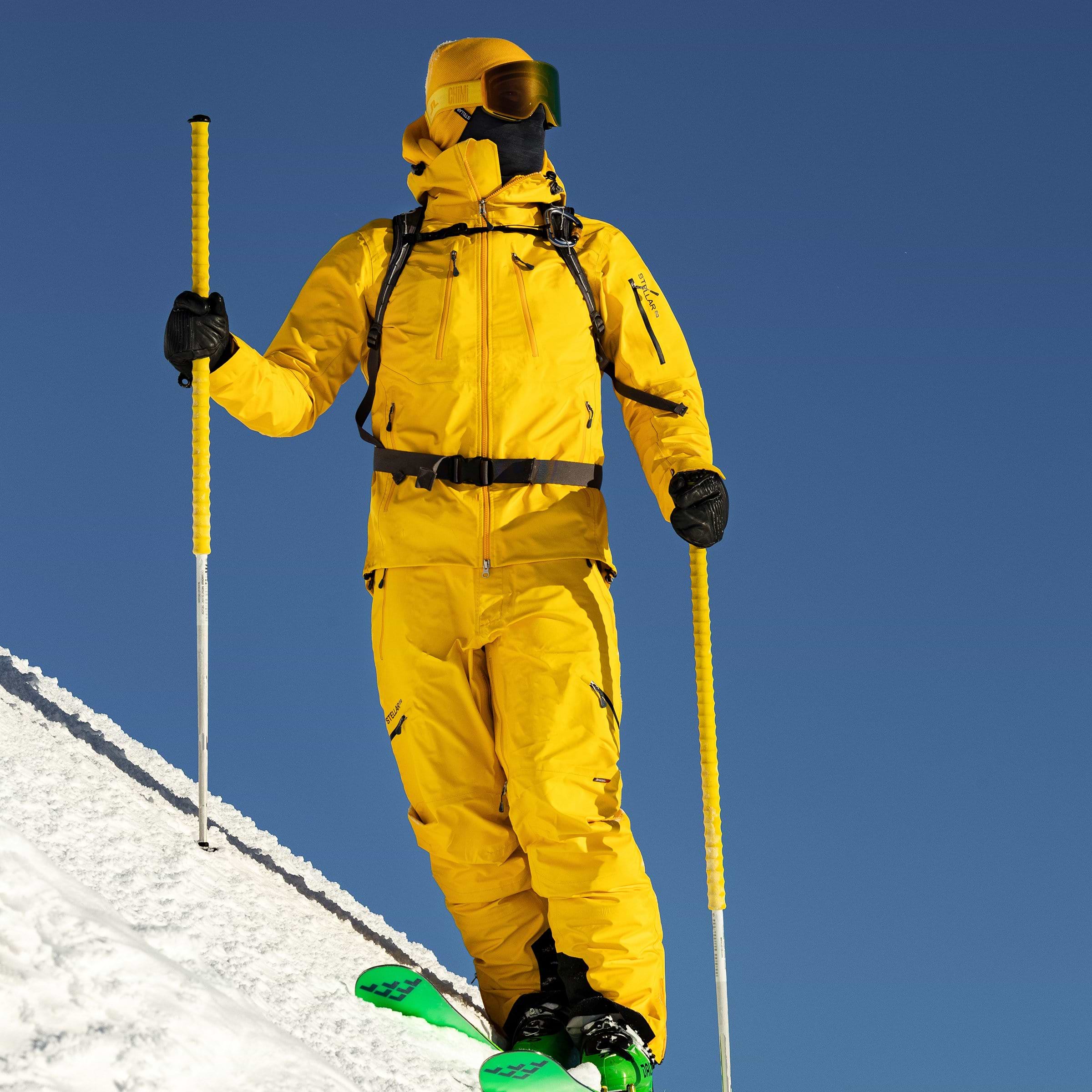 Yellow ski outfit hotsell