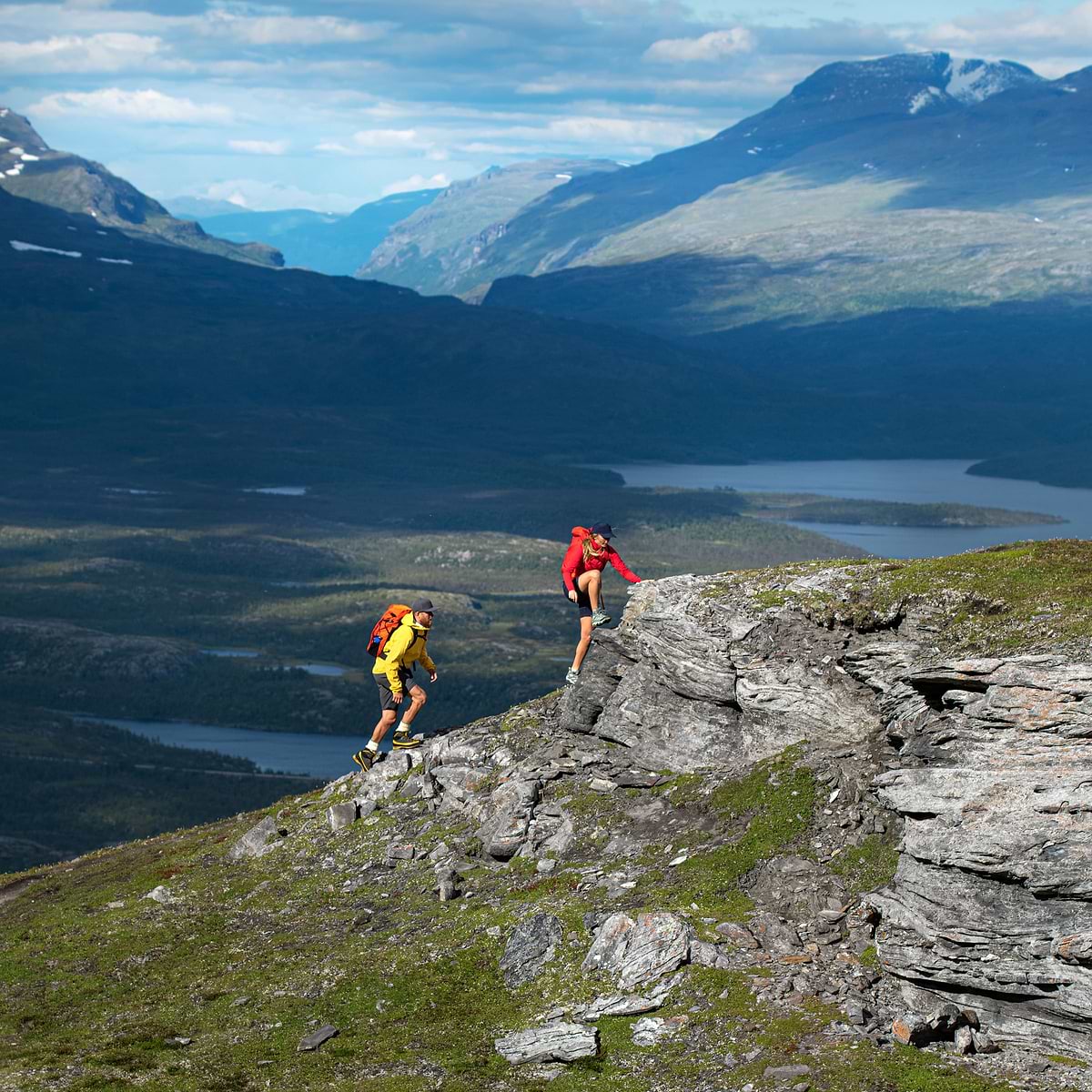 David and Malou hiking in Lappland and enjoying the picturesque view. Captured by Mathias Fredriksson.