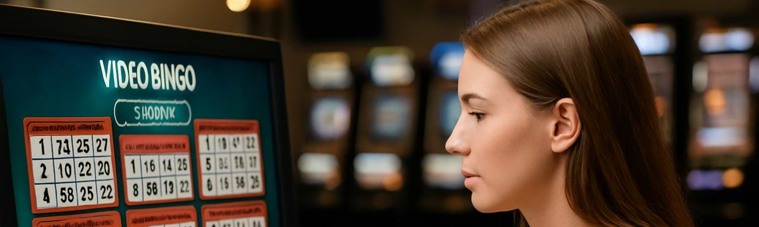 mujer aprendiendo a cómo jugar video bingo