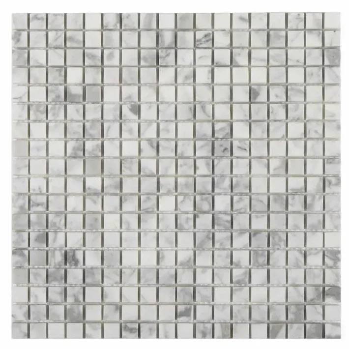 Bianco Carrara 5/8 Honed Marble Square Mosaic Tile, part of our Carrara Series