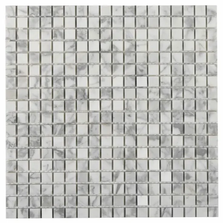 Bianco Carrara 5/8 Polished Marble Square Mosaic Tile, part of our Carrara Series