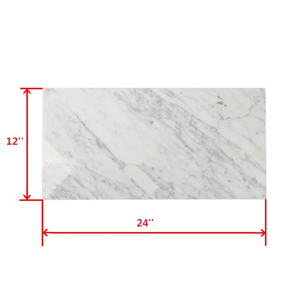 Measurement of Bianco Carrara 12x24 Honed Marble Subway Tile