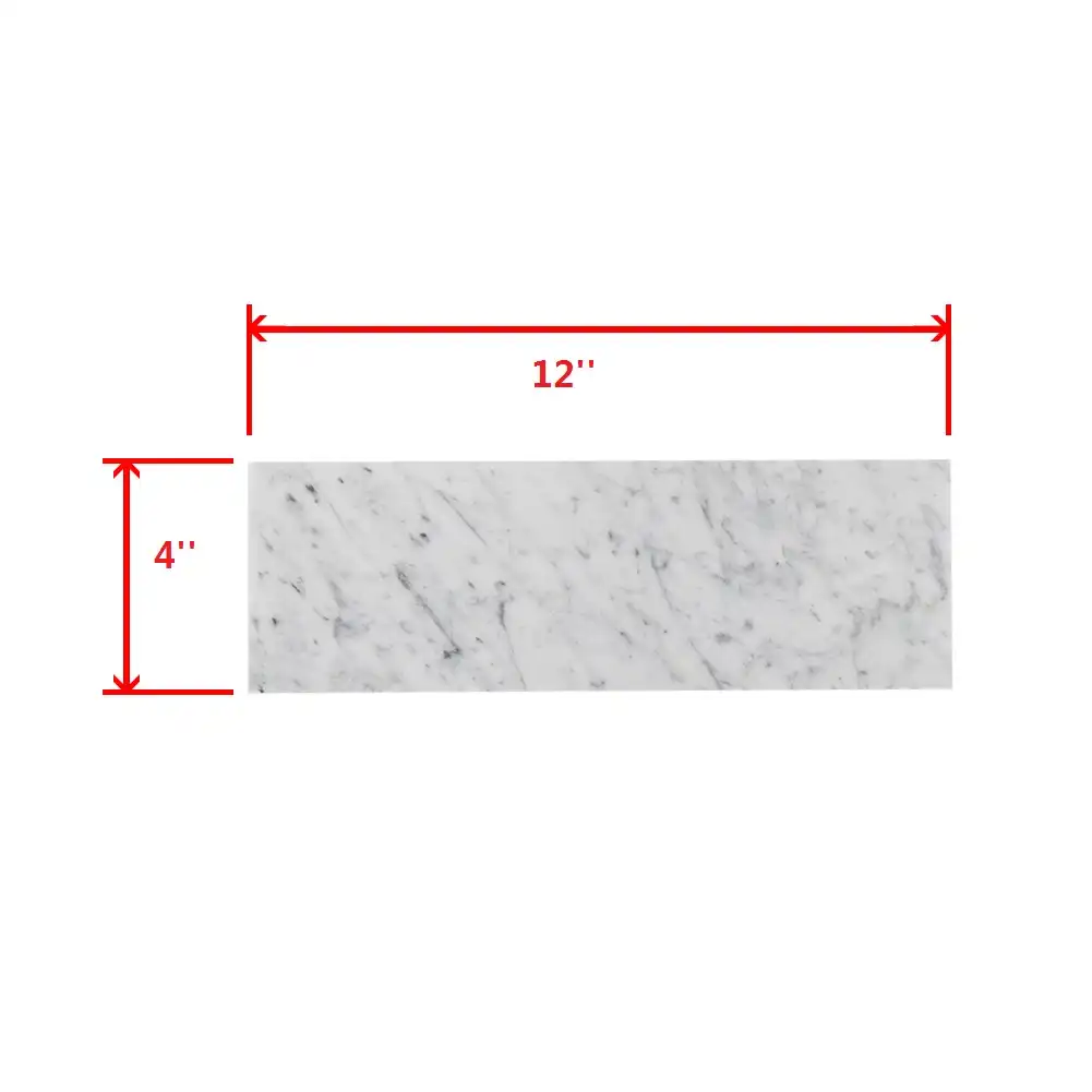 Bianco Carrara Italian Marble Honed 4x12 Subway Marble Floor And Wall Tile 12