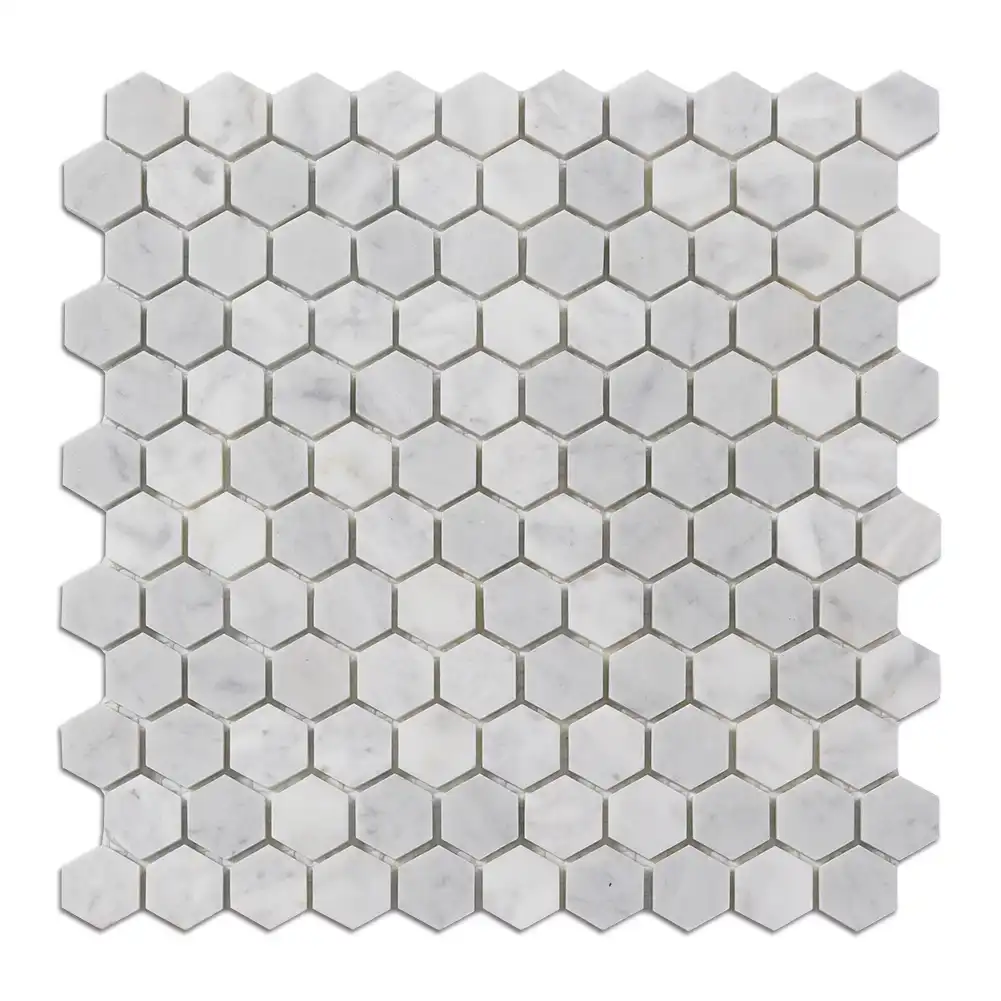Bianco Carrara 1x1 Hexagon Honed Marble, part of our Carrara Series
