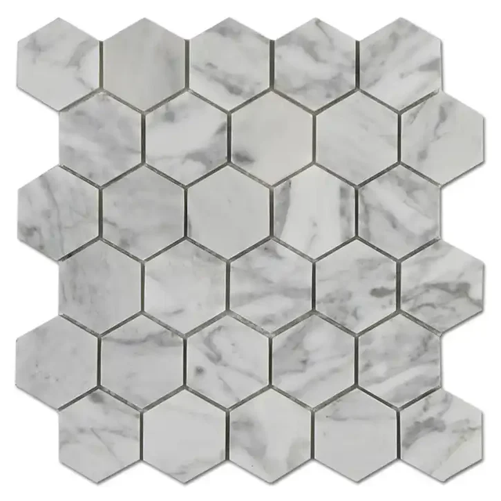 Bianco Carrara 2x2 Hexagon Honed Marble, part of our Carrara Series