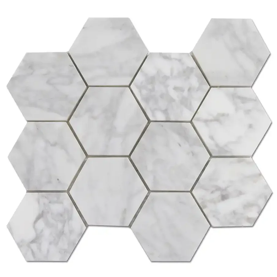 Carrara 3x3 Hexagon Honed Marble, part of our Carrara Series