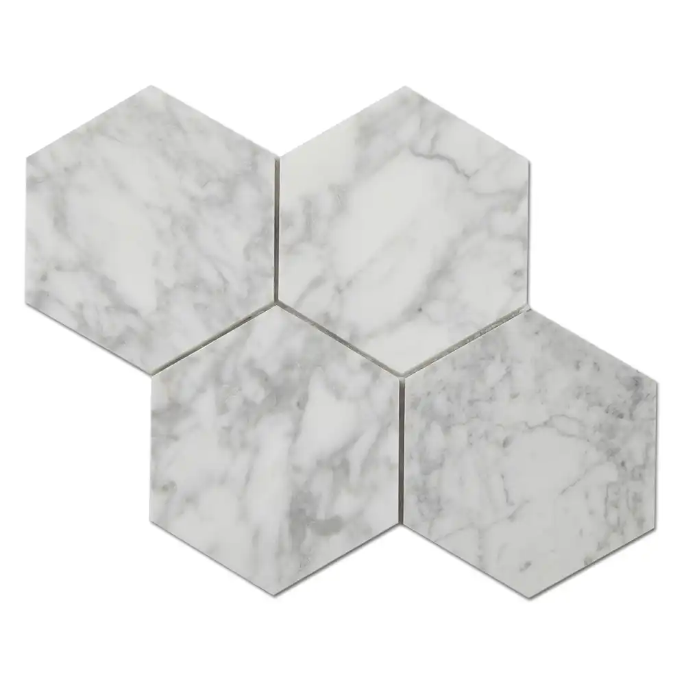 Image of 5x5 Marble Honed Hexagon Mosaic Tile