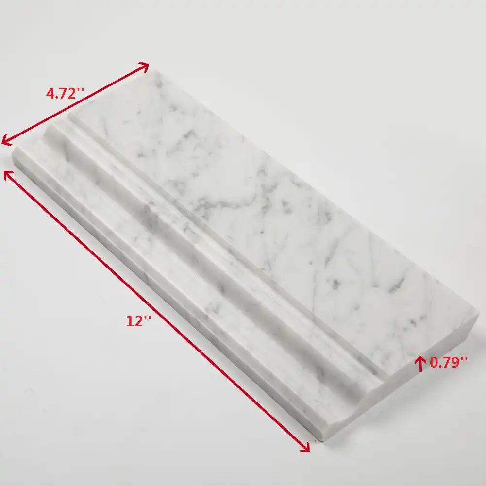 Bianco Carrara Italian Marble Honed Marble Baseboard Trim 10