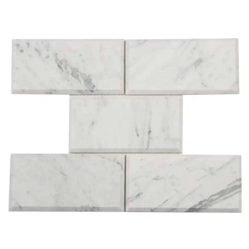Bianco Carrara 3x6 Beveled Honed Marble, part of our Carrara Series