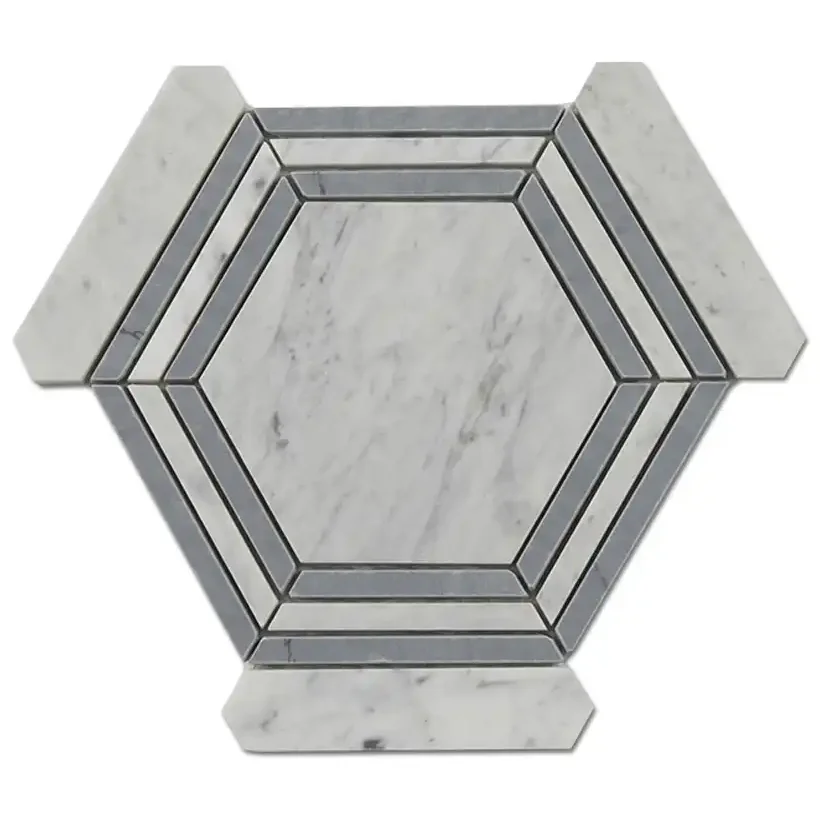 Carrara 5x5 Hexagon Grey Honed Marble, part of our Carrara Series