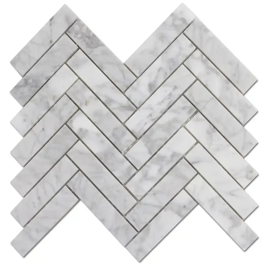 Bianco Carrara 1x4 Herringbone Polished